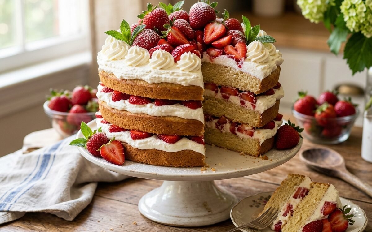 Delicious Fresh Strawberry Shortcake Layer Cake Recipe