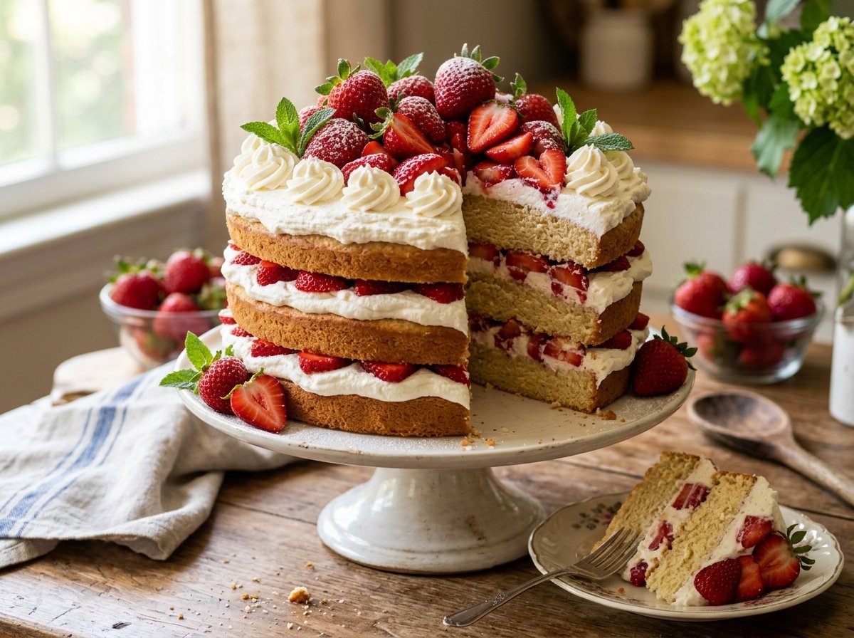 Delicious Fresh Strawberry Shortcake Layer Cake Recipe