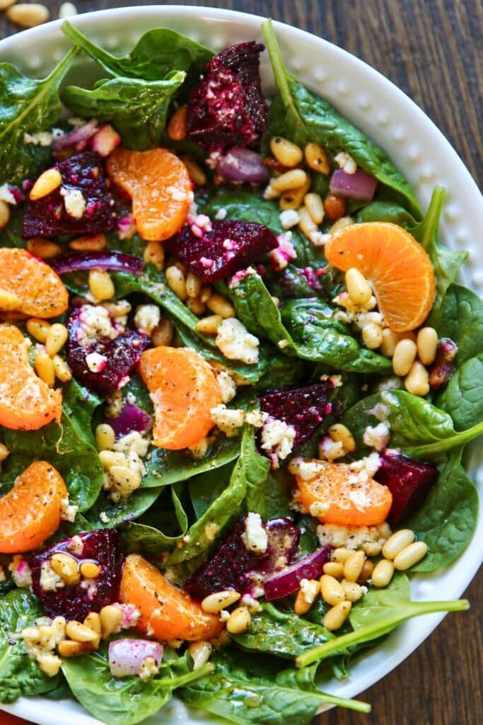 Vibrant Beet Salad with Spinach and Honey-Mustard Lemon Dressing