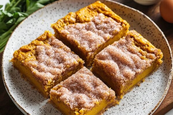 Easy Pumpkin Snickerdoodle Bars with a Crunchy Cinnamon Sugar Topping