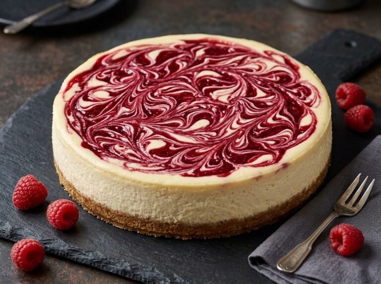Festive Christmas Cheesecake with Cranberry Jam and White Chocolate Mousse